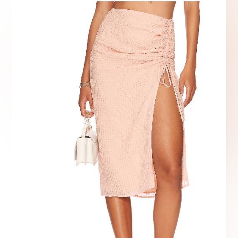 MAJORELLE Blush Gingham Nikita Midi Skirt with Matching Bandeau Top - Size XS - Picture 2 of 9